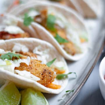Feature image for crispy fish tacos recipe.