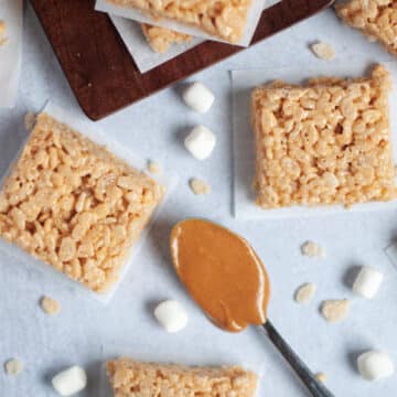 Feature image for our peanut butter rice krispie treats recipe.