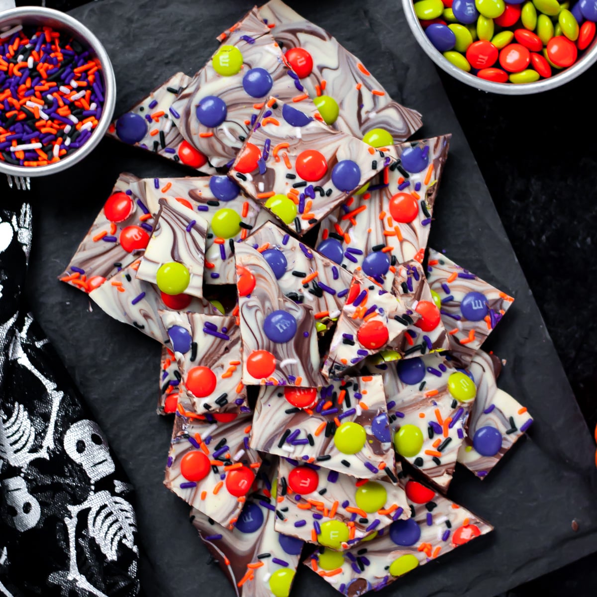 Halloween Chocolate Bark with Sprinkles