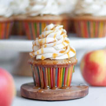 Feature image for our spiced apple cupcakes with spiced buttercream frosting.