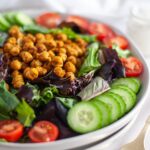 a plate filled with a Curry Roasted Chickpea Salad.