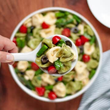 Feature image for our summer tortellini salad recipe.