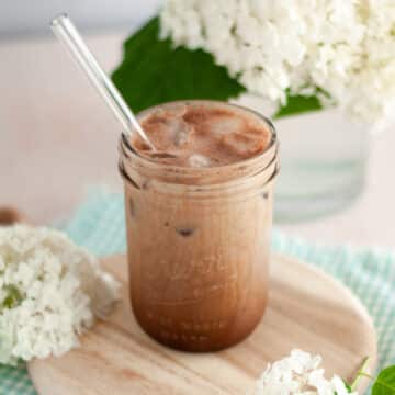 Feature image for our iced chocolate almondmilk shaken espresso recipe.