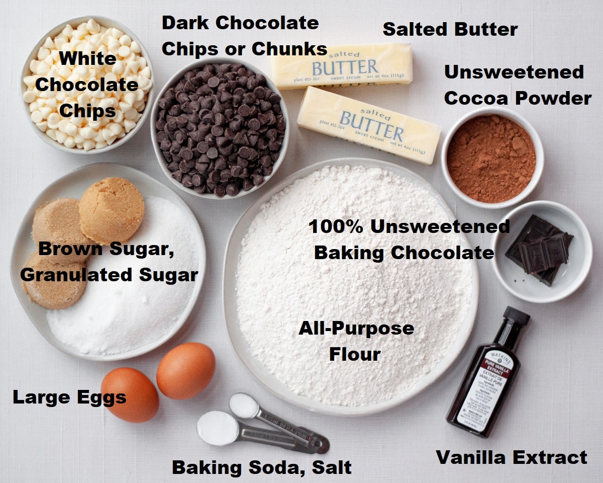 ingredients needed to make death by chocolate cookies.