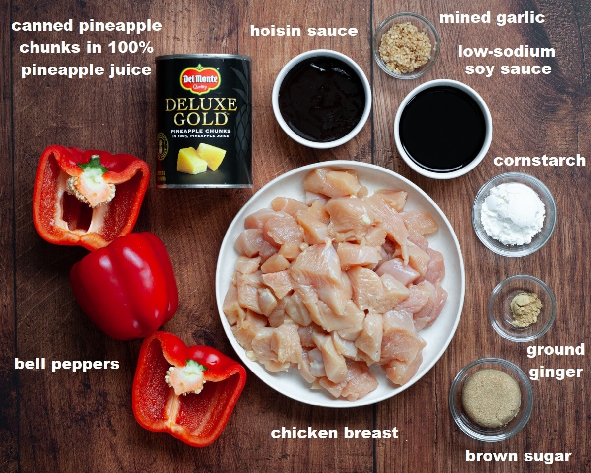 ingredients needed to make sweet hawaiian crockpot chicken.