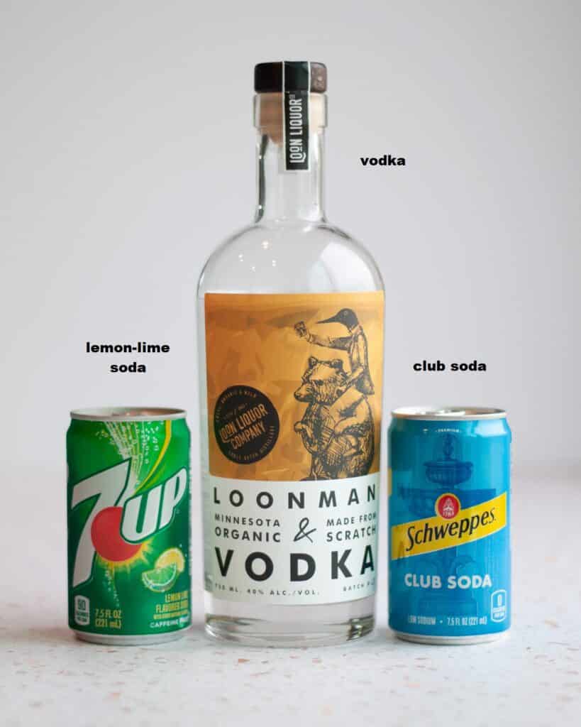ingredients needed to make a vodka press cocktail.