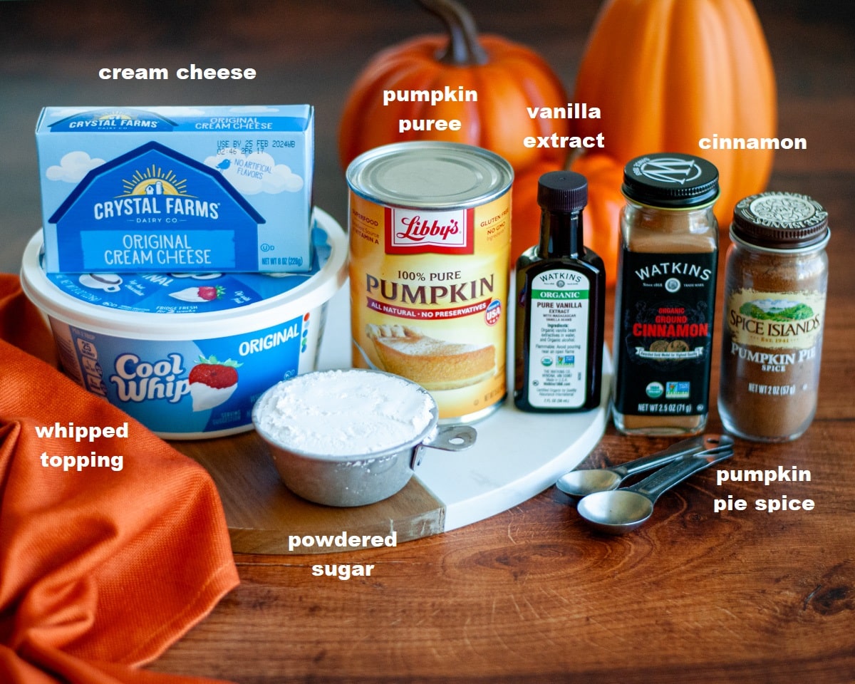 ingredients needed to make pumpkin dip with cool whip.