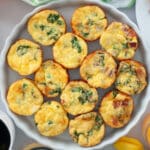 A serving platter filled with cooked egg bites ready to eat!