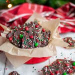 A holiday tin filled with cracker candy.