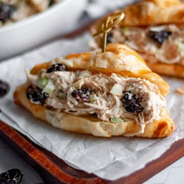 Feature image for our creamy chicken salad with dried cherries.