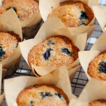 Feature image for our homemade blueberry muffins recipe.