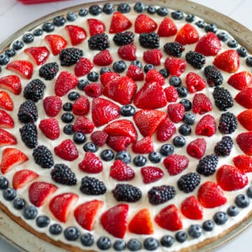 Feature image for our fruit pizza with shortbread crust.