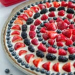 Close up of the finished fruit pizza.