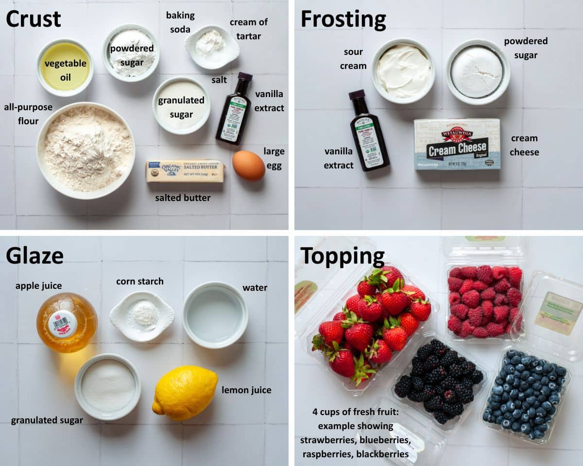 Fruit pizza ingredients.