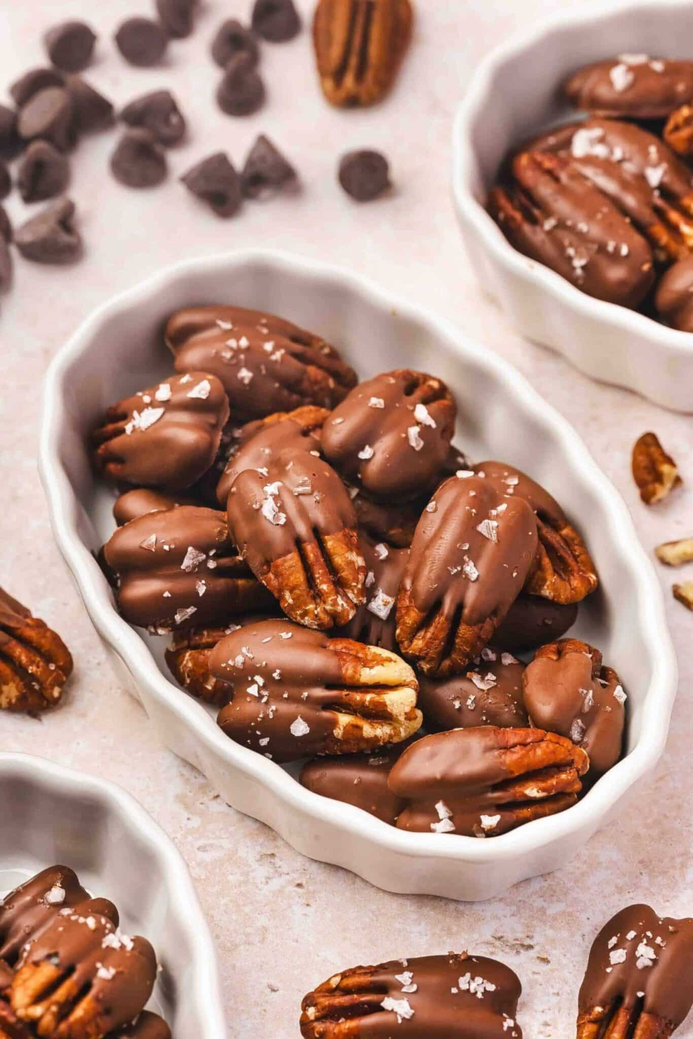 Chocolate covered pecans by the Hungry Whisk.